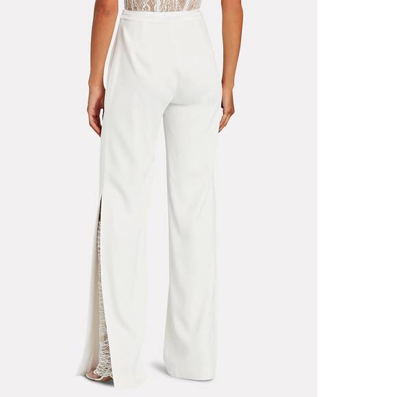 NEW JONATHAN SIMKHAI lace-trimmed wide-leg trousers in ivory - Picture 2 of 3